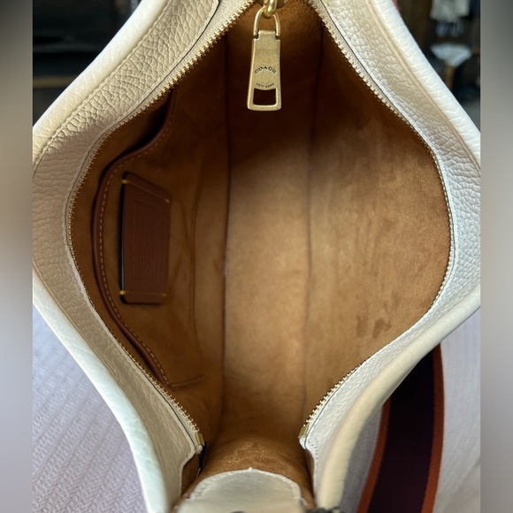 COACH 1941 Emery Varsity Stripe Glovetanned Pebble Leather Crossbody in Chalk - Picture 8 of 13